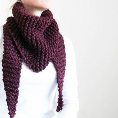 Triangle Scarf Cowl Knitting Pattern : Claret : Brome Fields