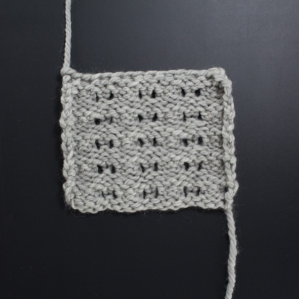 Up-close Photo of the Back Side of the Little Fountain Lace Knit Stitch