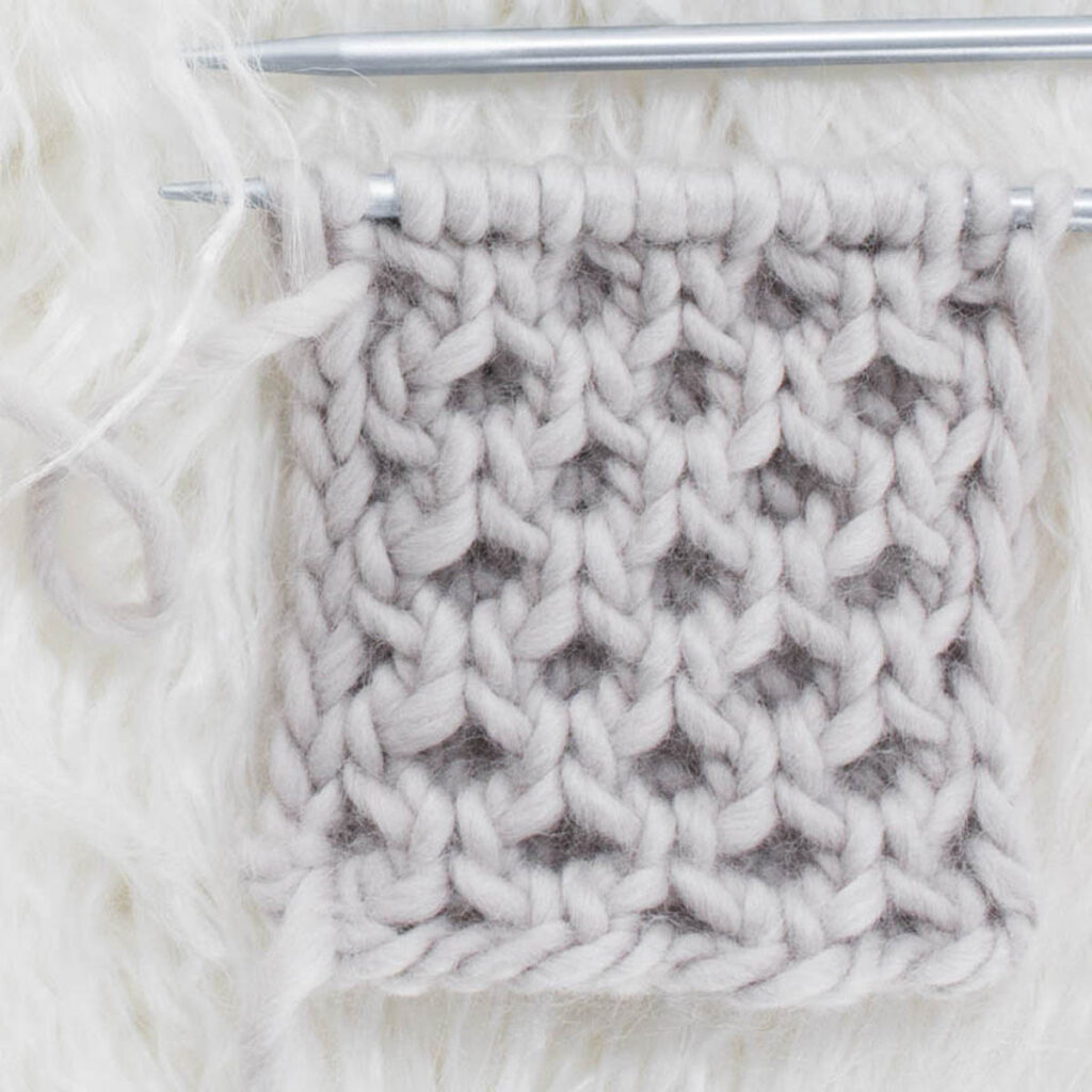 Swatch of the Mini Honeycomb Cable Knitting Stitch Pattern