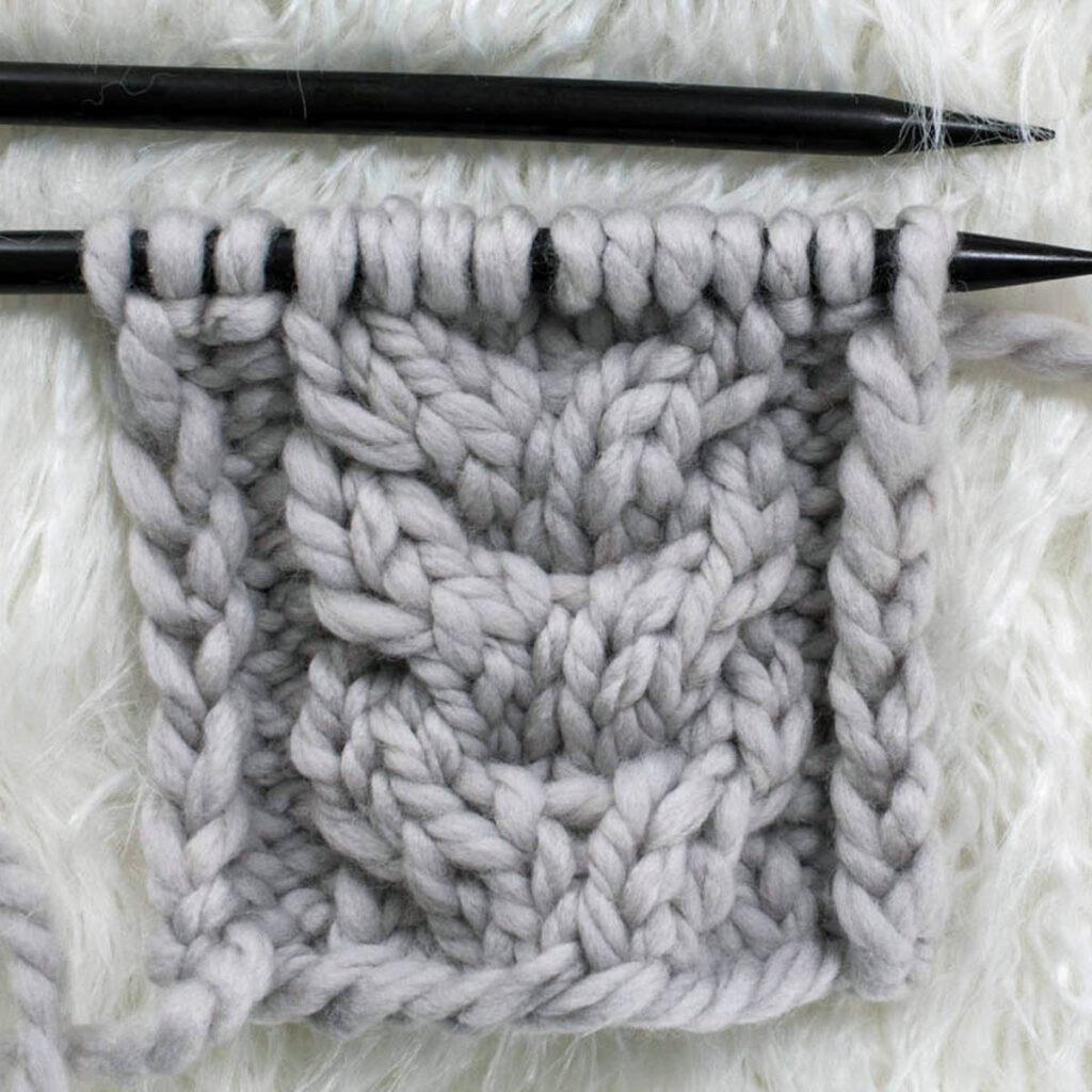 Swatch of the Side-by-Side Cable Knitting Stitch Pattern