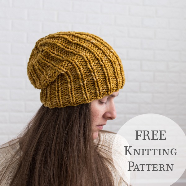 One-Size-Fits-Most Ribbed Hat Free Knitting Pattern - PurlsAndPixels
