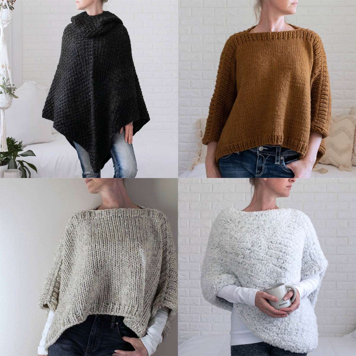 Knitted Poncho Patterns With Video Tutorial For Beginners Advanced  Poncho  knitting patterns, Chunky knitting patterns, Knitted poncho