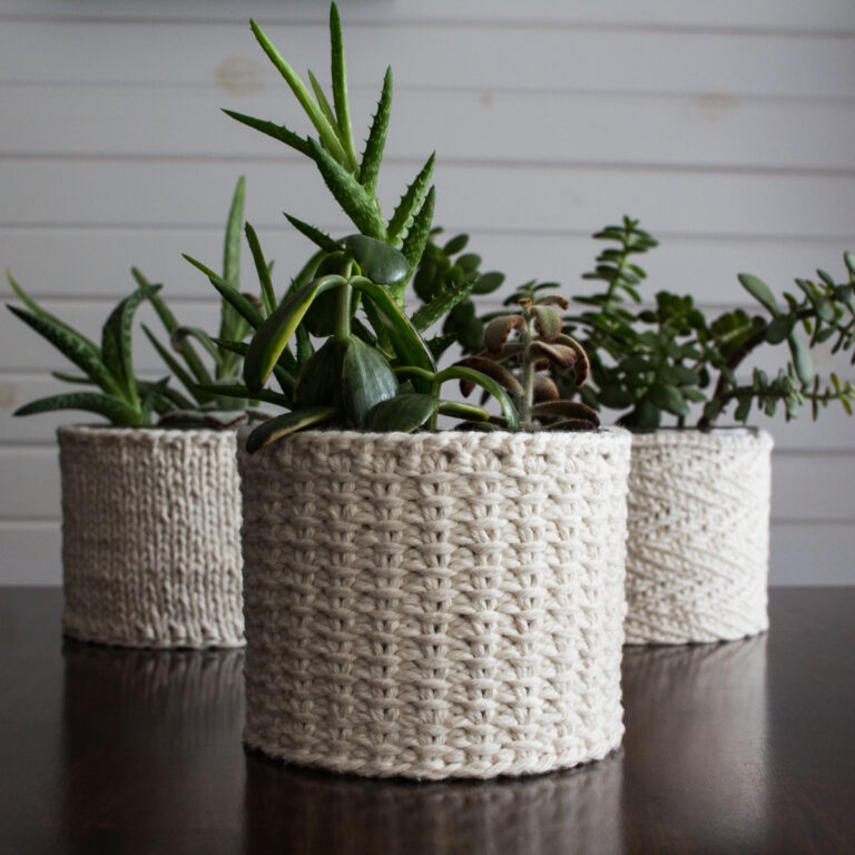 Jute Knit Stitch Plant Pot Cover