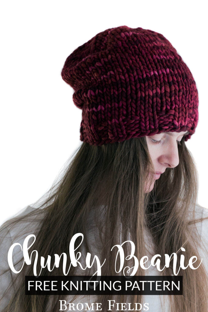 model wearing a Chunky  knit Beanie Hat