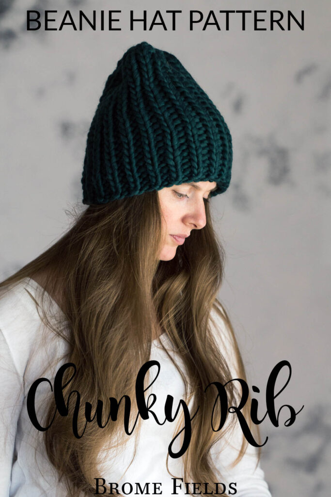 model wearing a chunky ribbed beanie hat