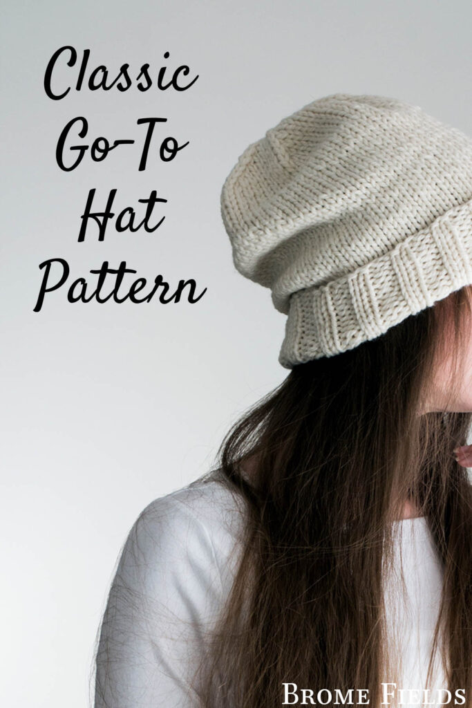 model wearing a classic cuffed knit hat