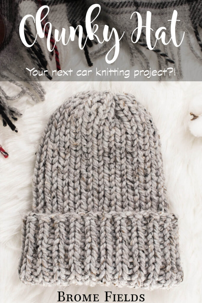 ribbed knit hat displayed on faux fur blanket